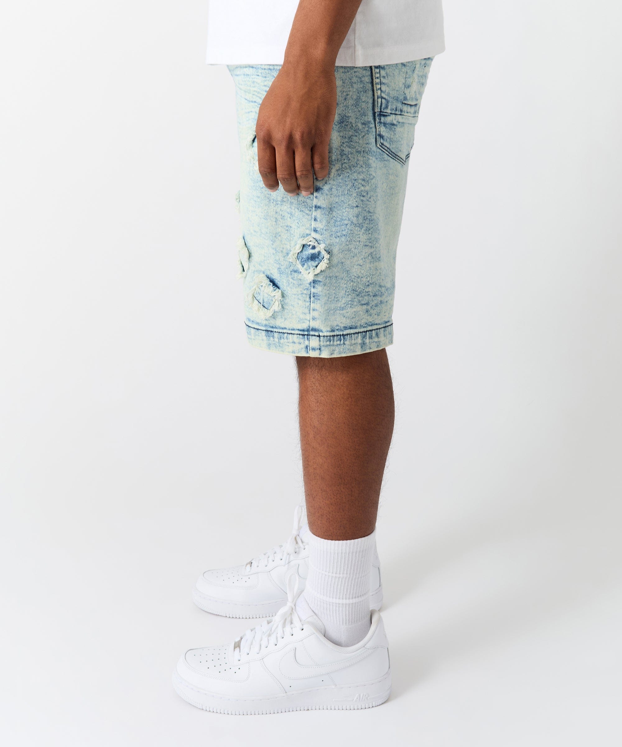 Destroyed Denim Short - Dark Blue