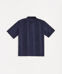 Jacquard Knit Textured Polo Shirt - Navy