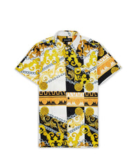 Medusa Gold Chain Short Sleeve Woven Shirt