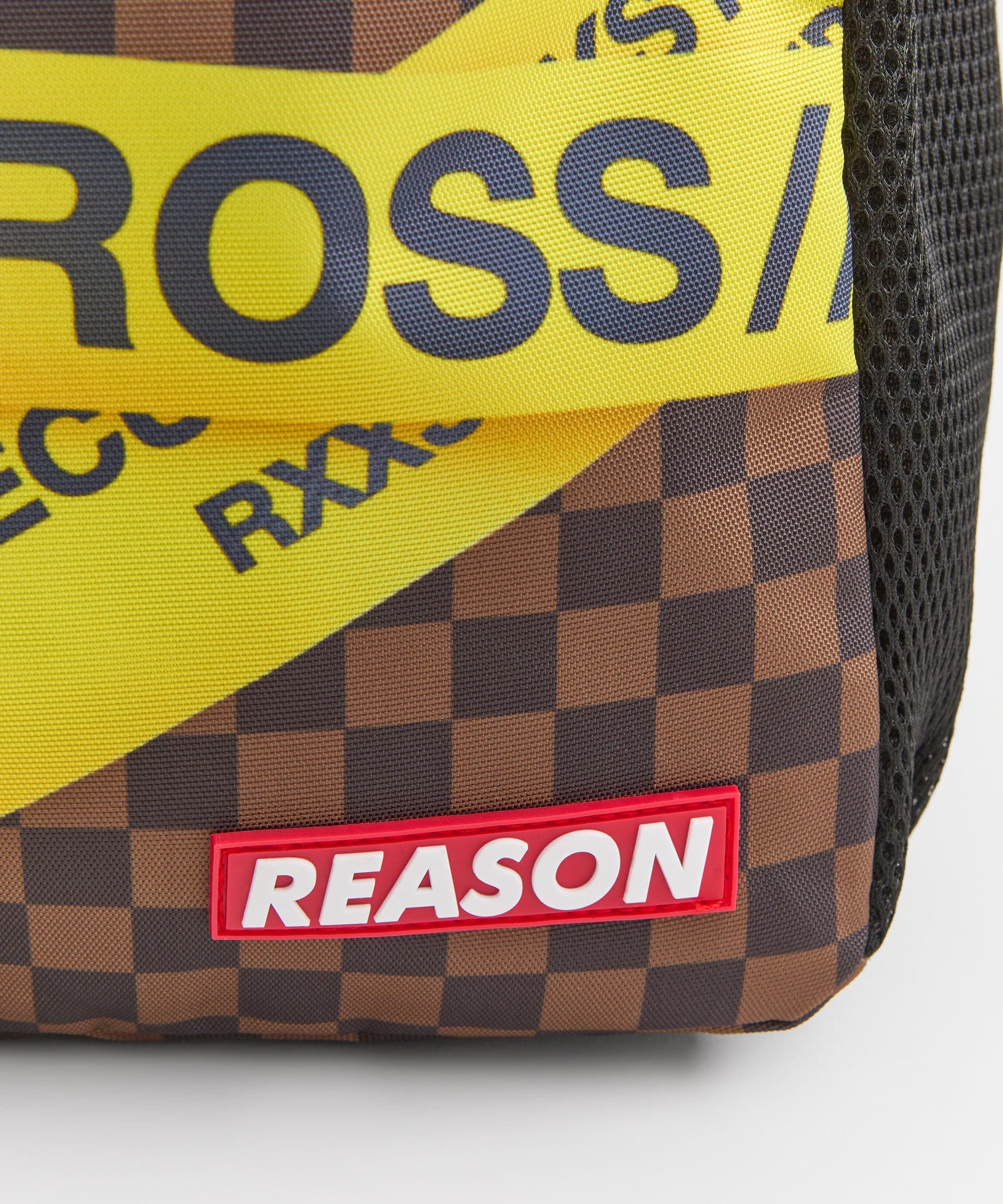 Do Not Cross Checkered Print Backpack