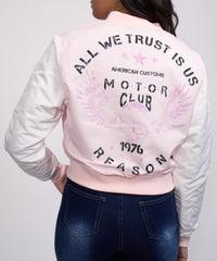 Women All We Trust Varsity Jacket - Cream
