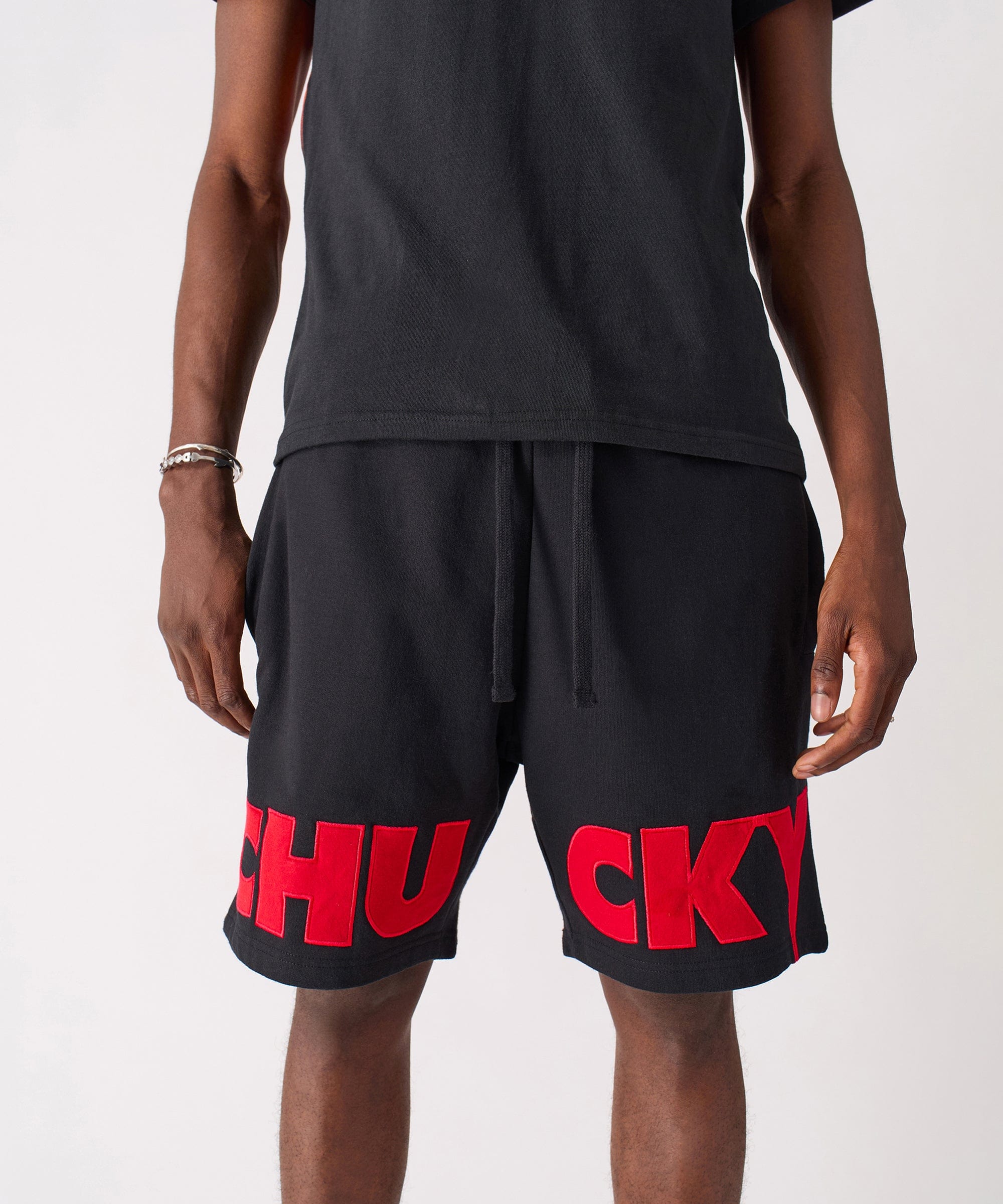 Chucky Fleece Embroidered Short - Black