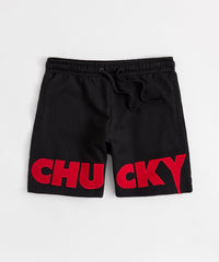 Chucky Fleece Embroidered Short - Black