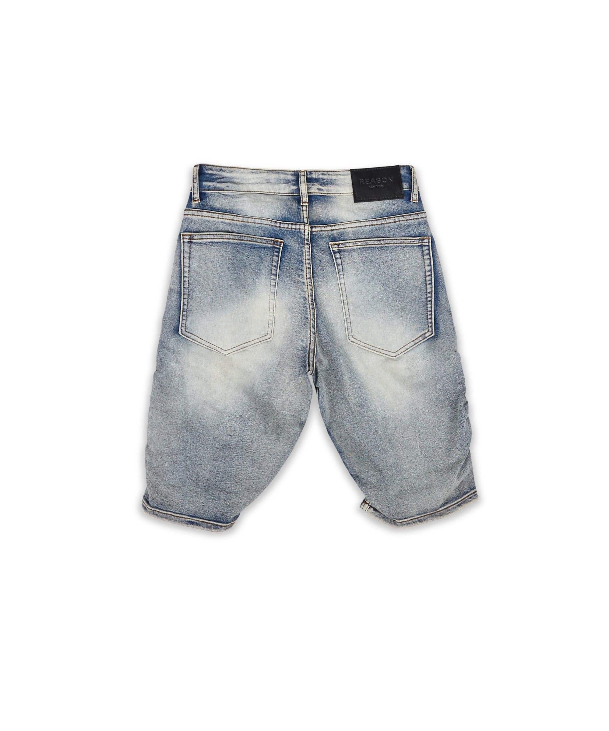 Oliver Light Wash Moto Denim Shorts