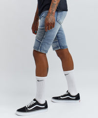 Oliver Light Wash Moto Denim Shorts