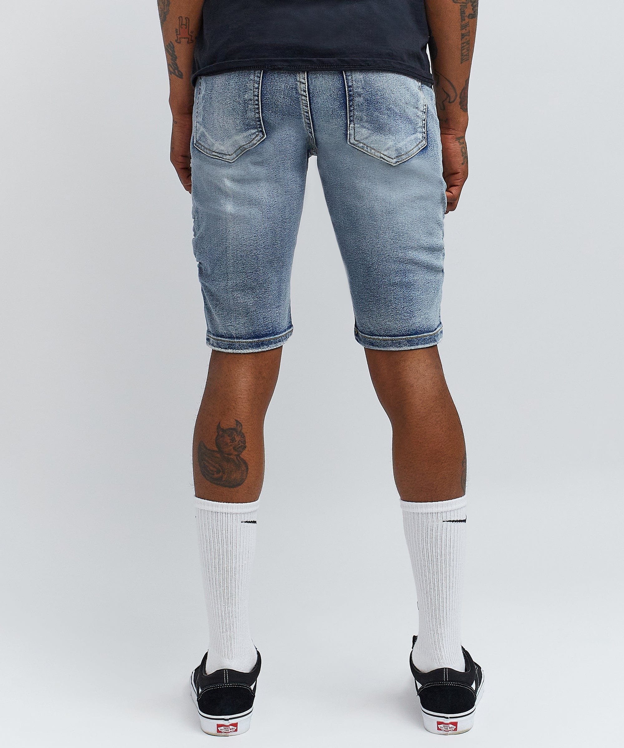 Oliver Light Wash Moto Denim Shorts