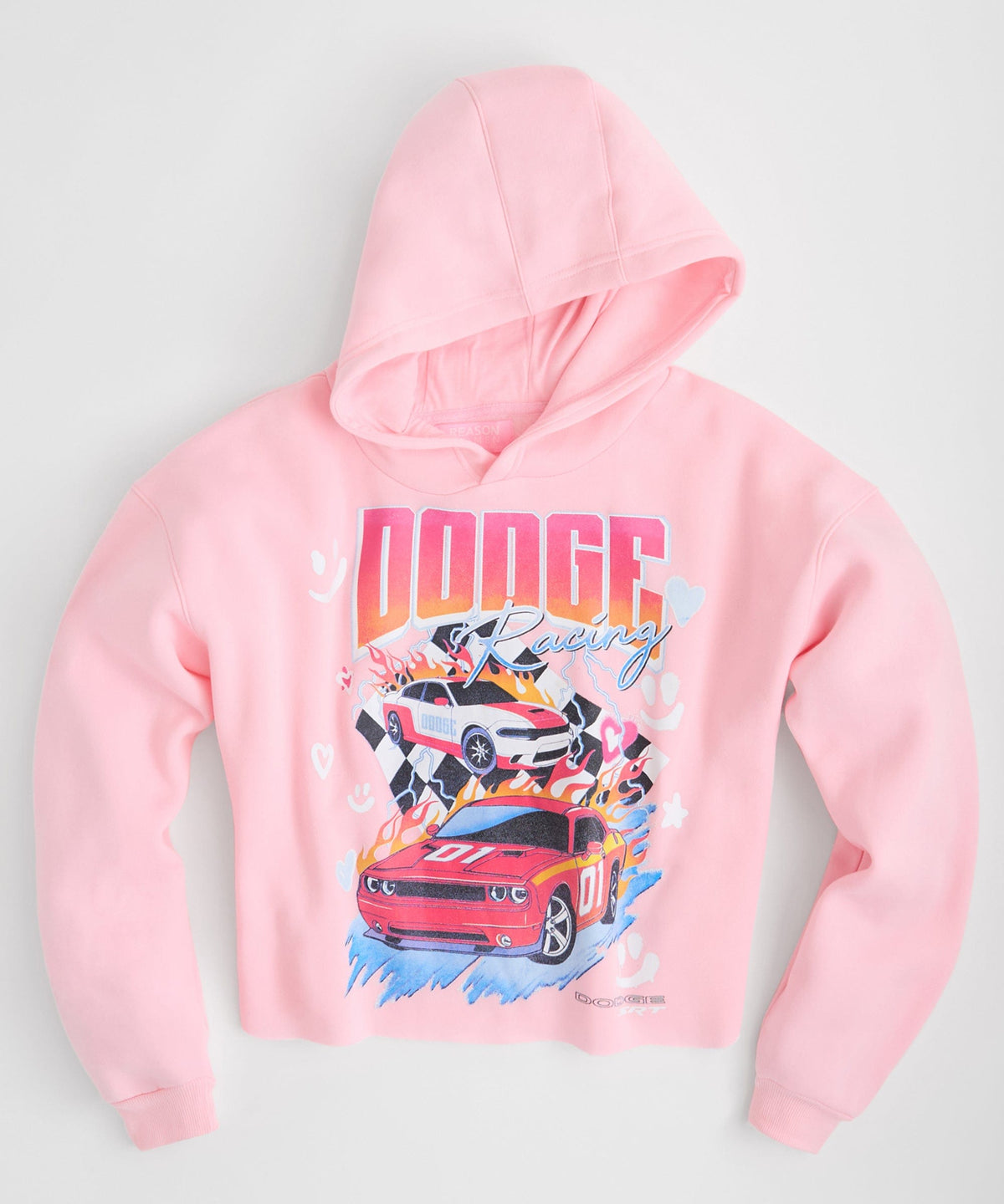 Womens Dodge Racing Crop Hoodie - Pink