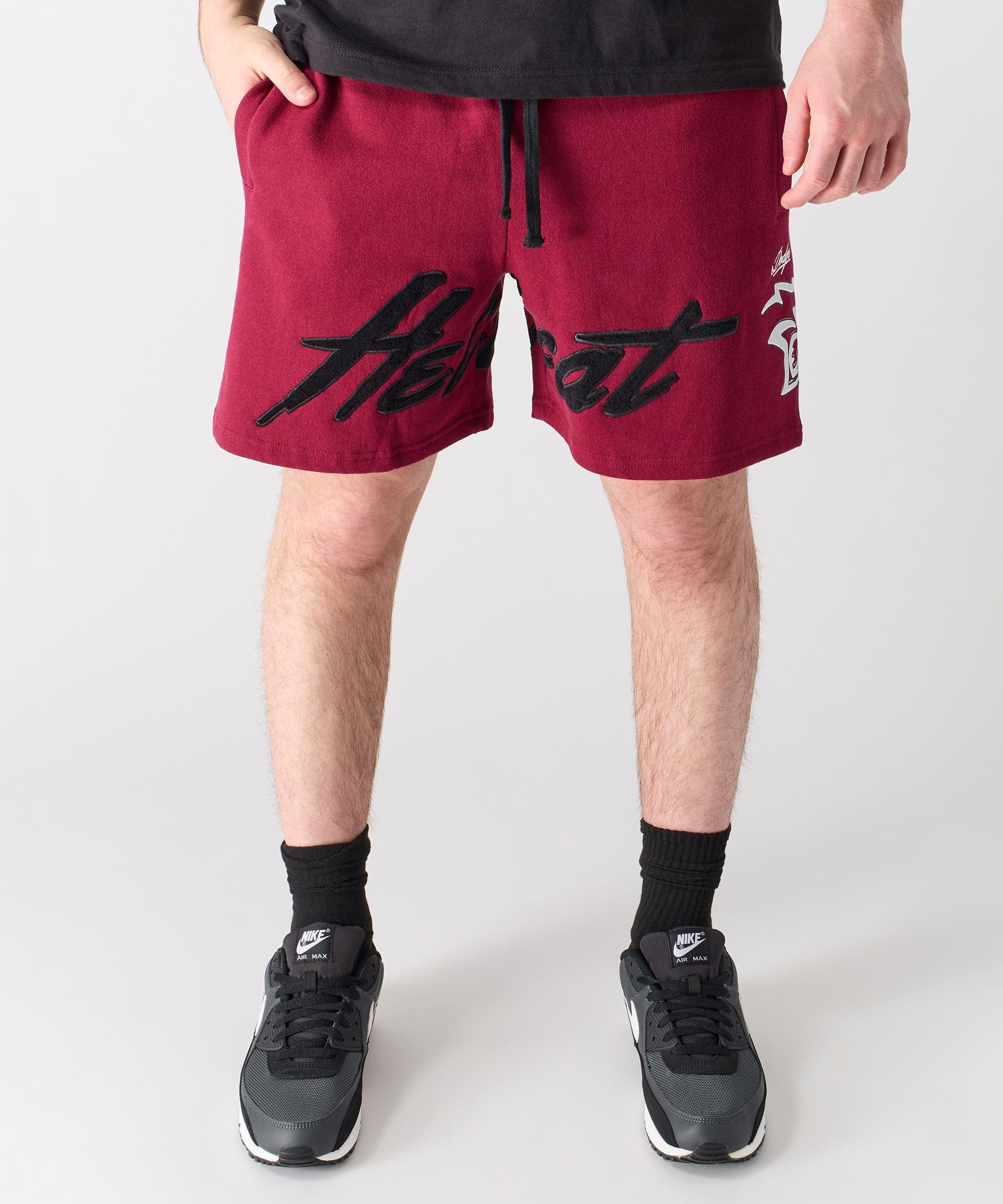 Hellcat Embroidered Fleece Shorts - Burgundy