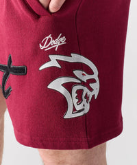 Hellcat Embroidered Fleece Shorts - Burgundy