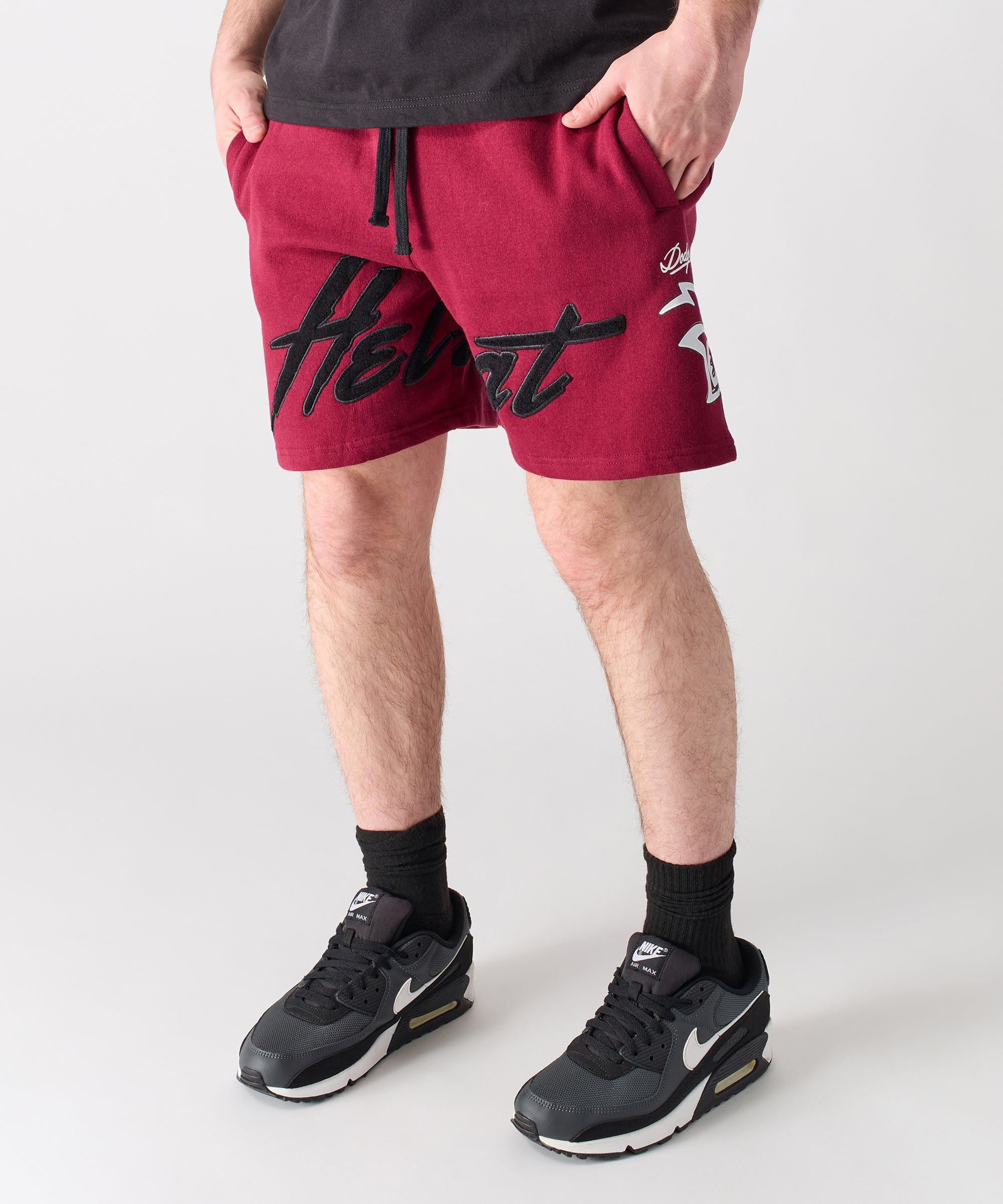 Hellcat Embroidered Fleece Shorts - Burgundy