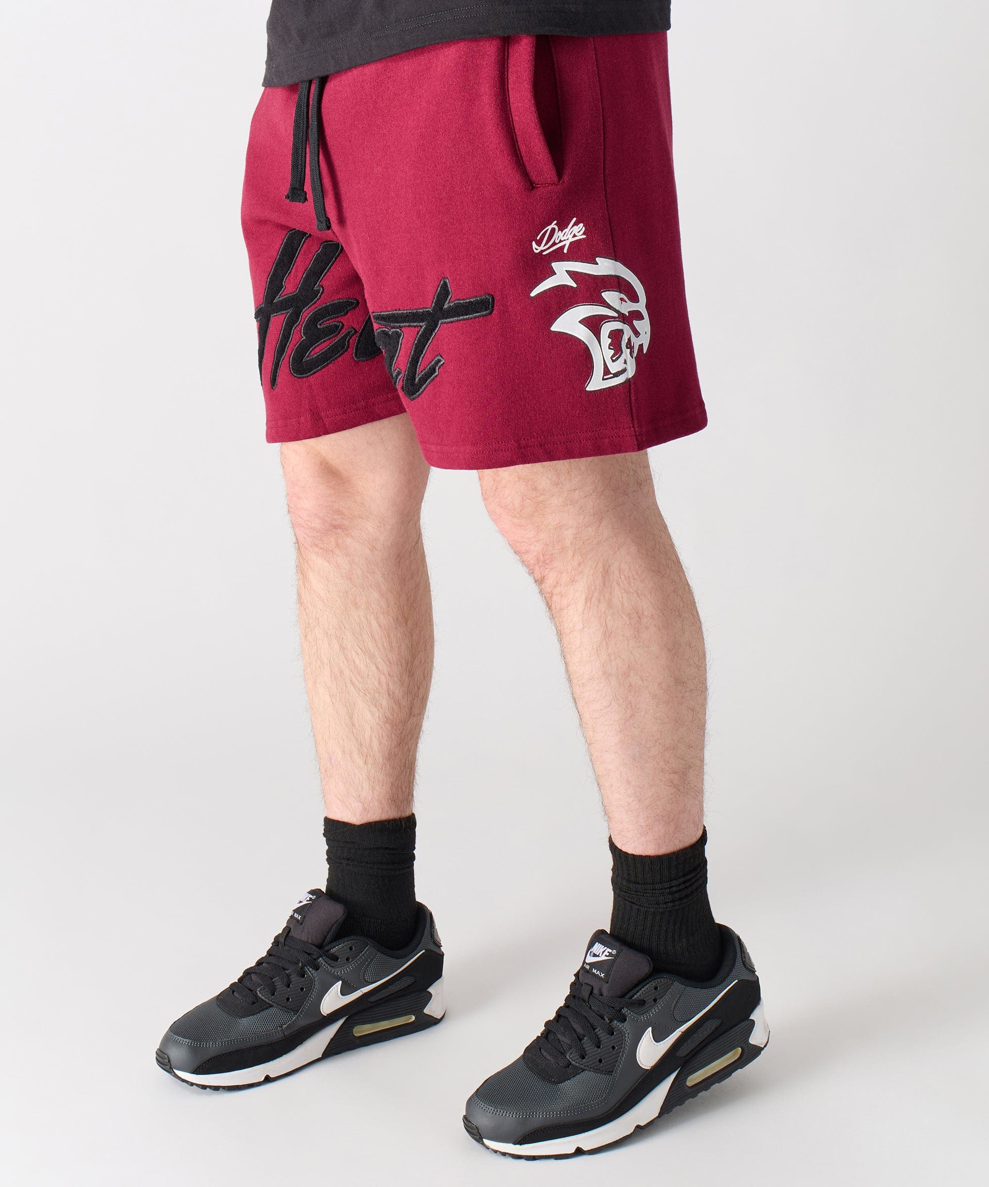 Hellcat Embroidered Fleece Shorts - Burgundy