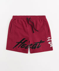 Plus Size Hellcat Fleece Shorts - Burgundy