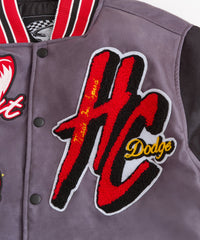 Dodge Hellcat Embroidery Varsity Jacket - Grey