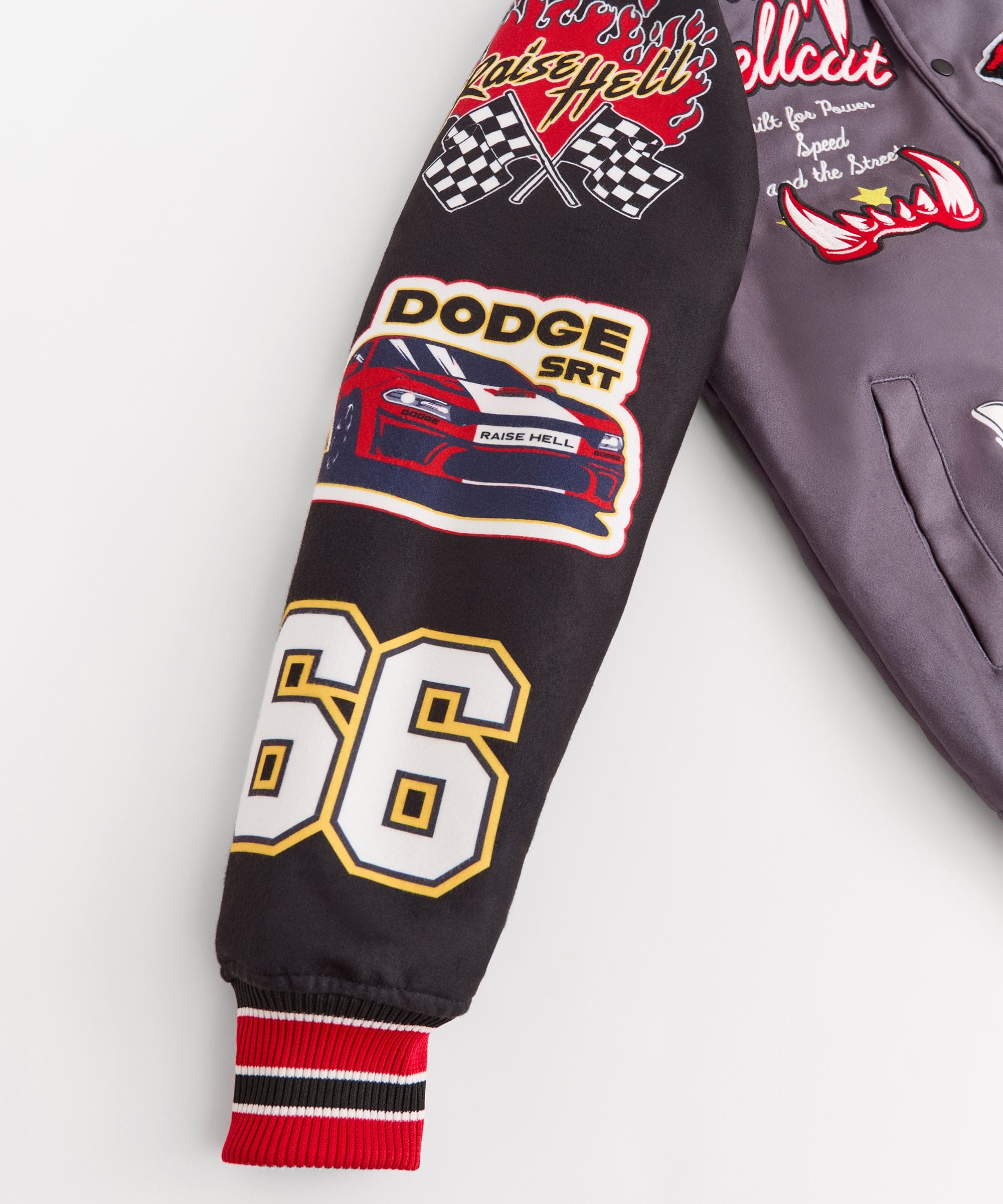 Dodge Hellcat Embroidery Varsity Jacket - Grey