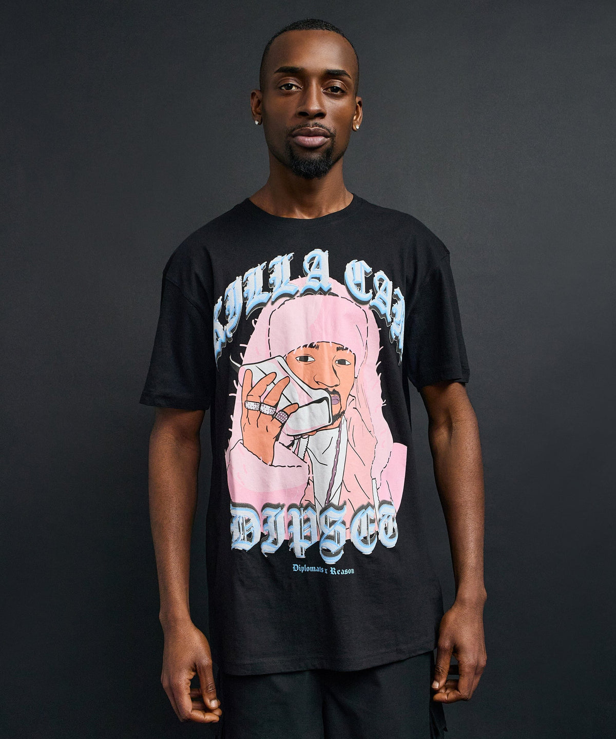 Cam Front Print Short Sleeve Tee - Black