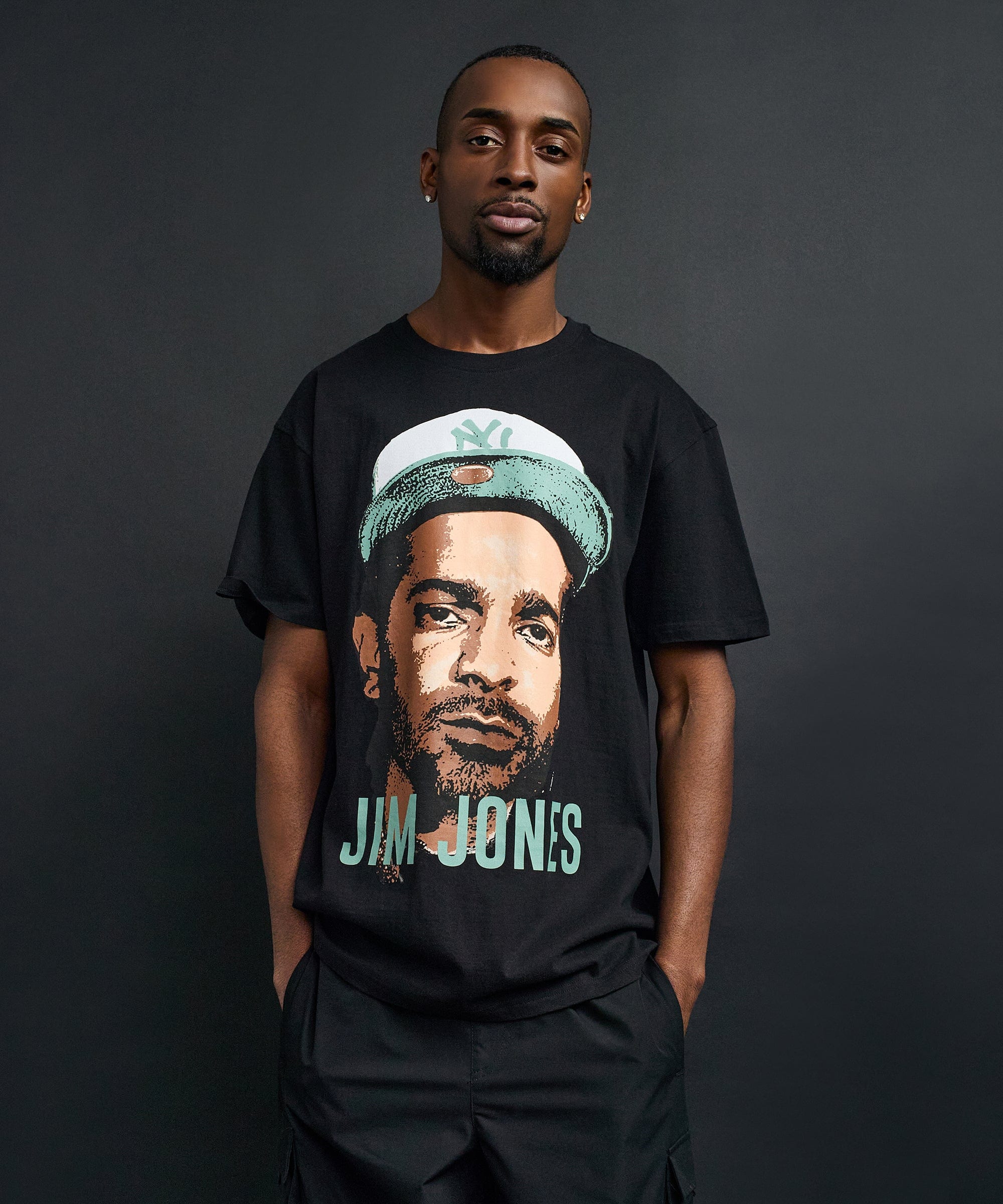 Front And Back Print Short Sleeve Tee - Black