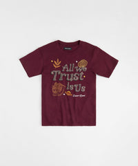 All We Trust Is Us Embroidered Short Sleeve Tee - Brown