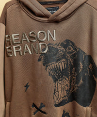 Doberman 3D Embroidery Hoodie - Brown