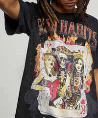 Bad Habits Washed Short Sleeve Tee - Black