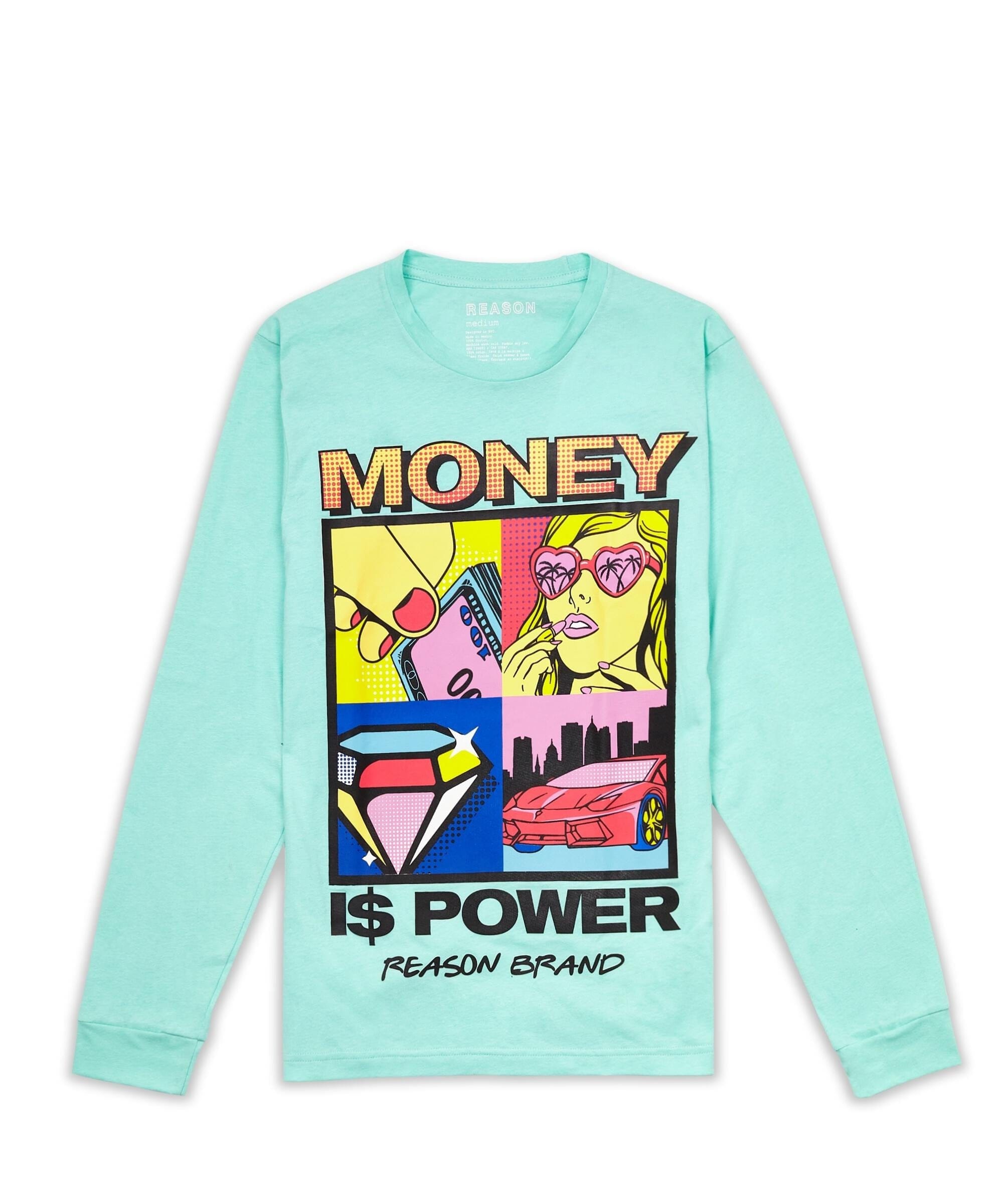 Money Is Power Long Sleeve Tee - Teal