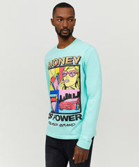 Money Is Power Long Sleeve Tee - Teal