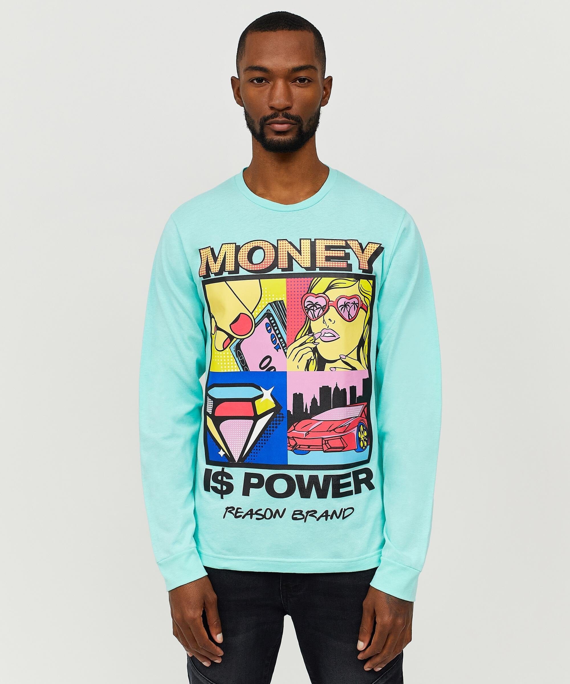 Money Is Power Long Sleeve Tee - Teal
