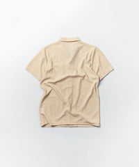 Towel Short Sleeve Embossed Pattern Button Down Shirt - Khaki