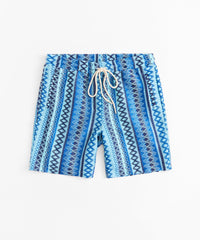 Jacquard Knit Striped Short - Blue