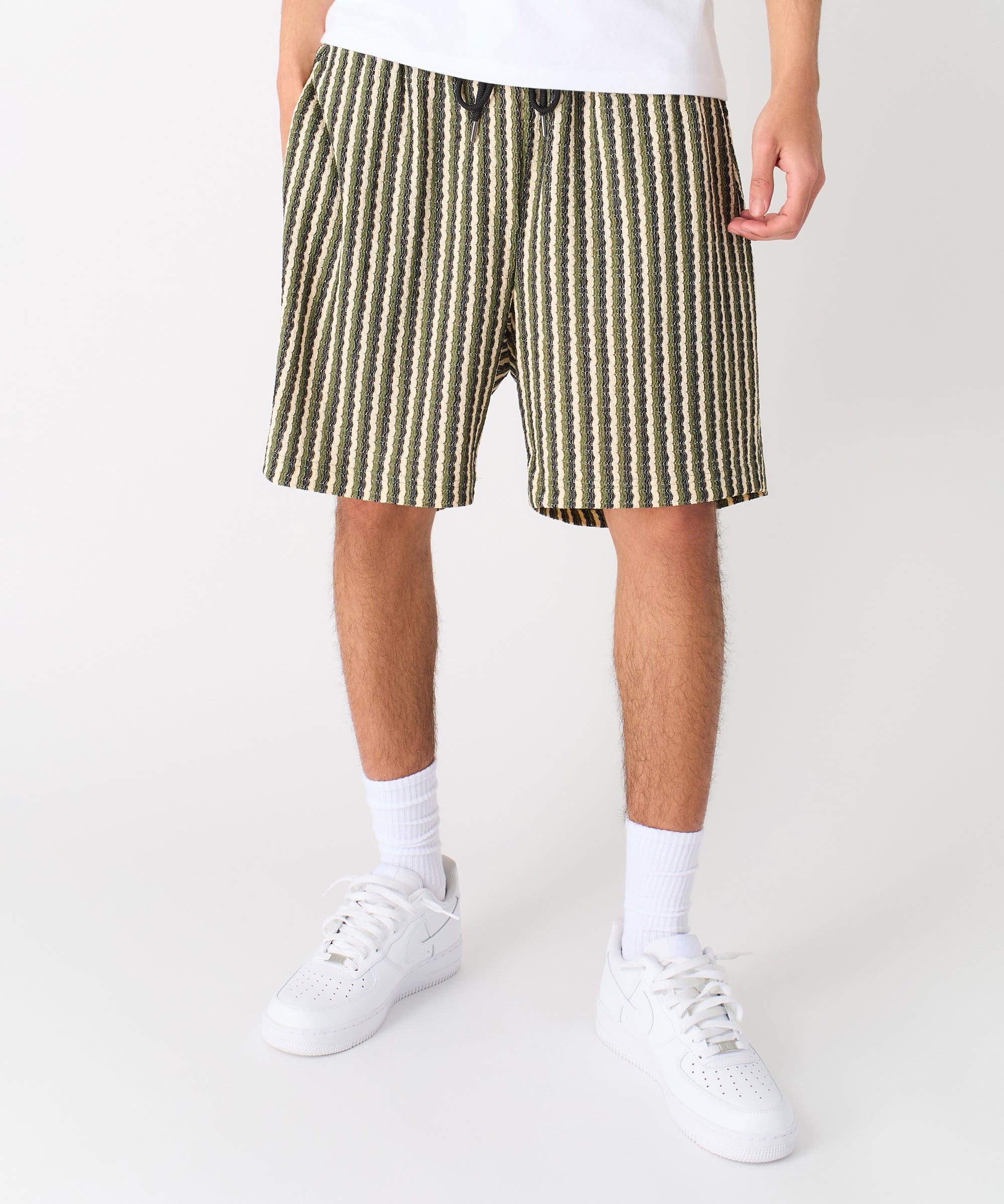 Jacquard Knit Striped Short - Green