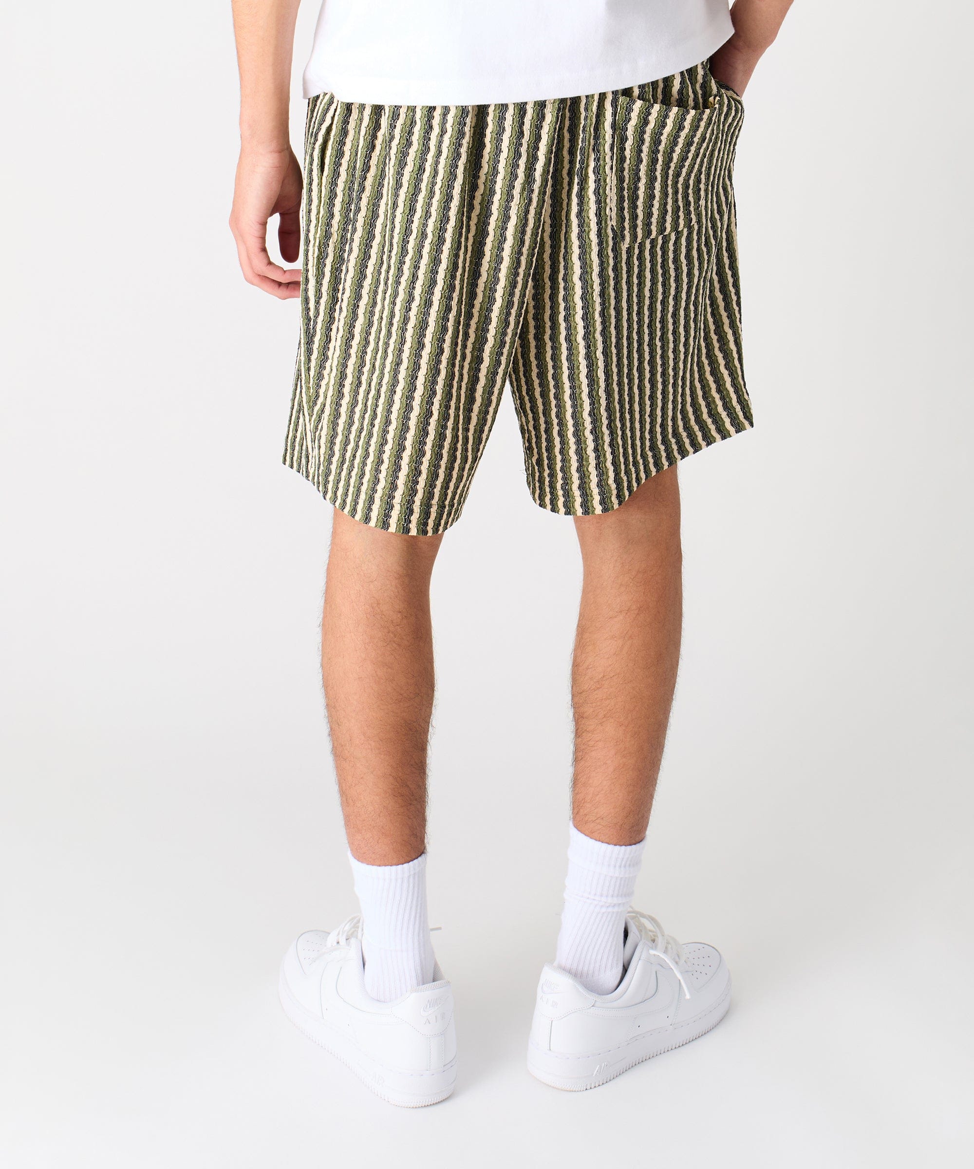 Jacquard Knit Striped Short - Green