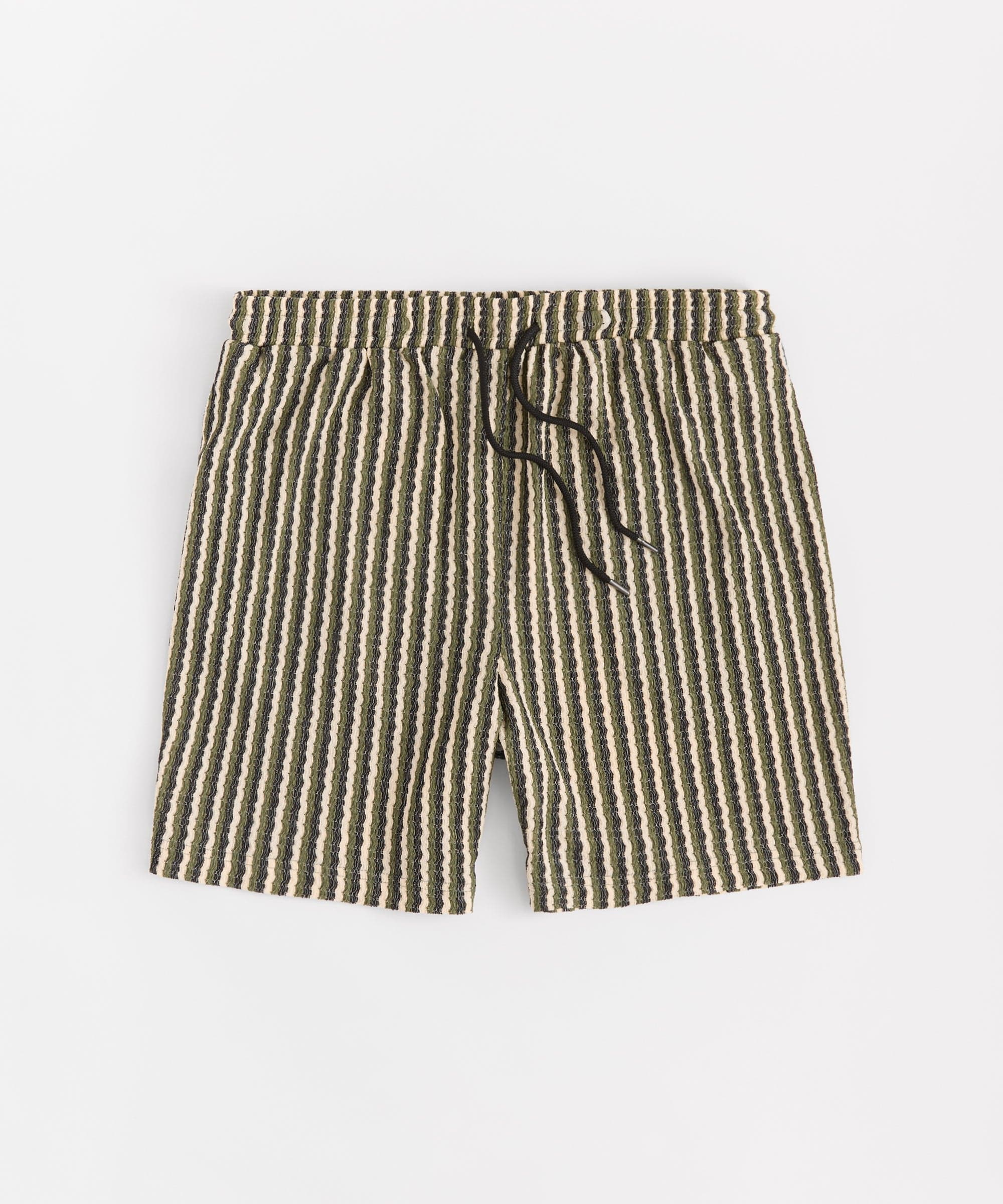 Jacquard Knit Striped Short - Green