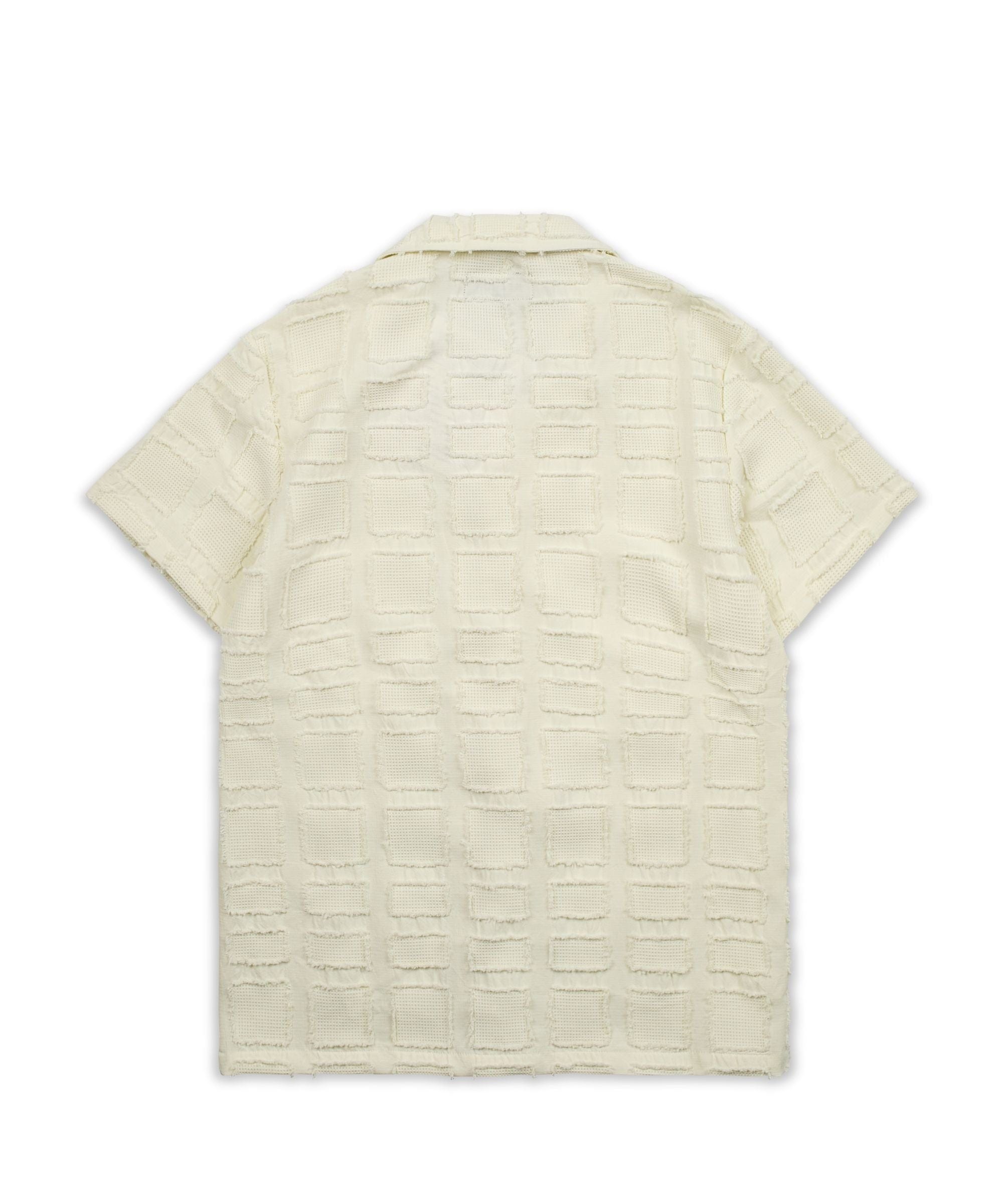 Kids Textured Short Sleeve Button Down Shirt - Cream