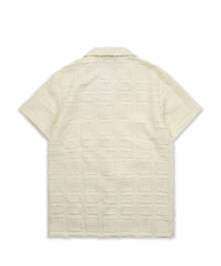 Kids Textured Short Sleeve Button Down Shirt - Cream