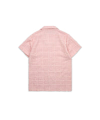 Textured Short Sleeve Button Down Shirt - Light Pink