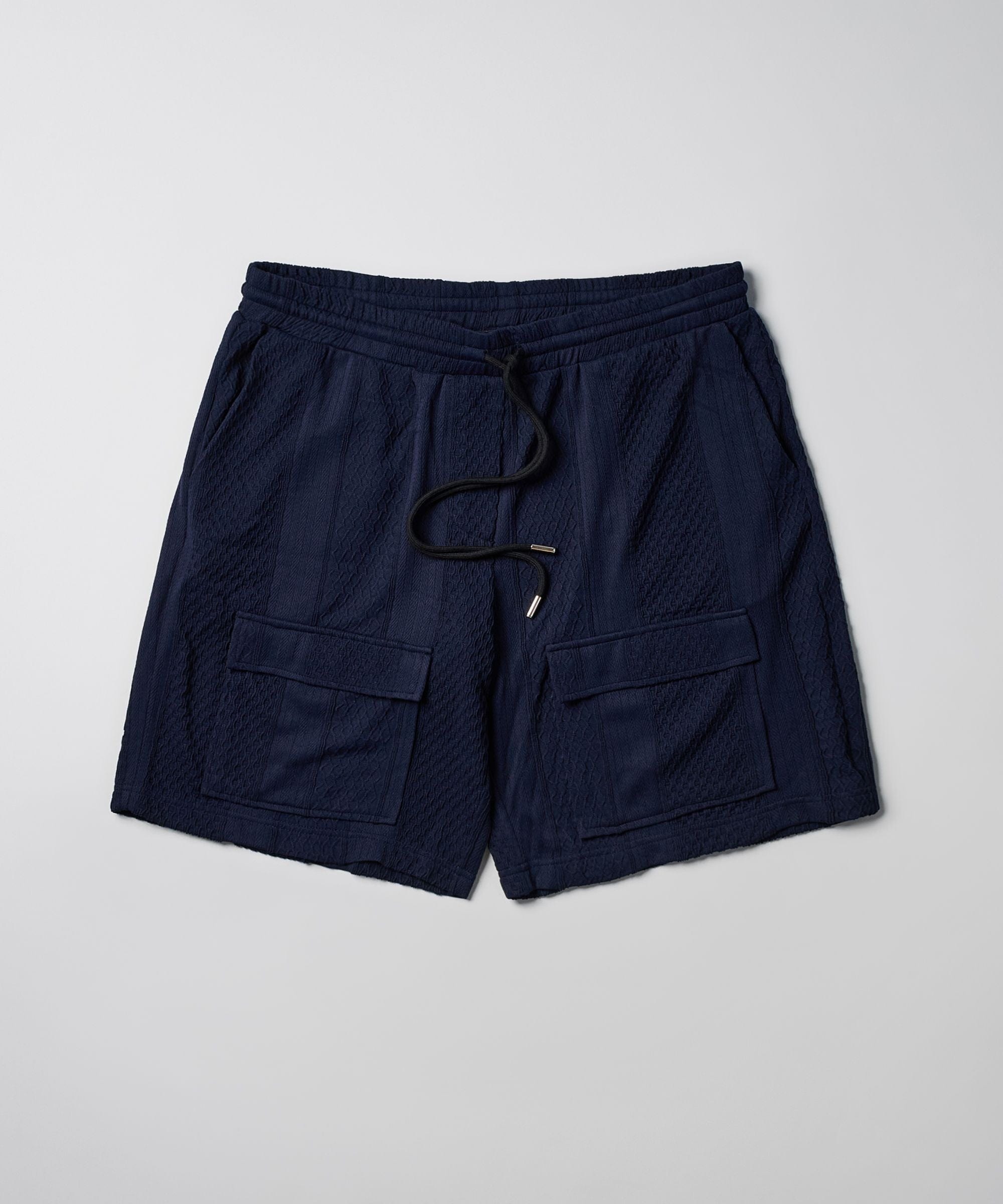 Jacquard Knit Textured Short - Navy