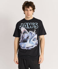 Jaws Front Print Short Sleeve Tee - Black