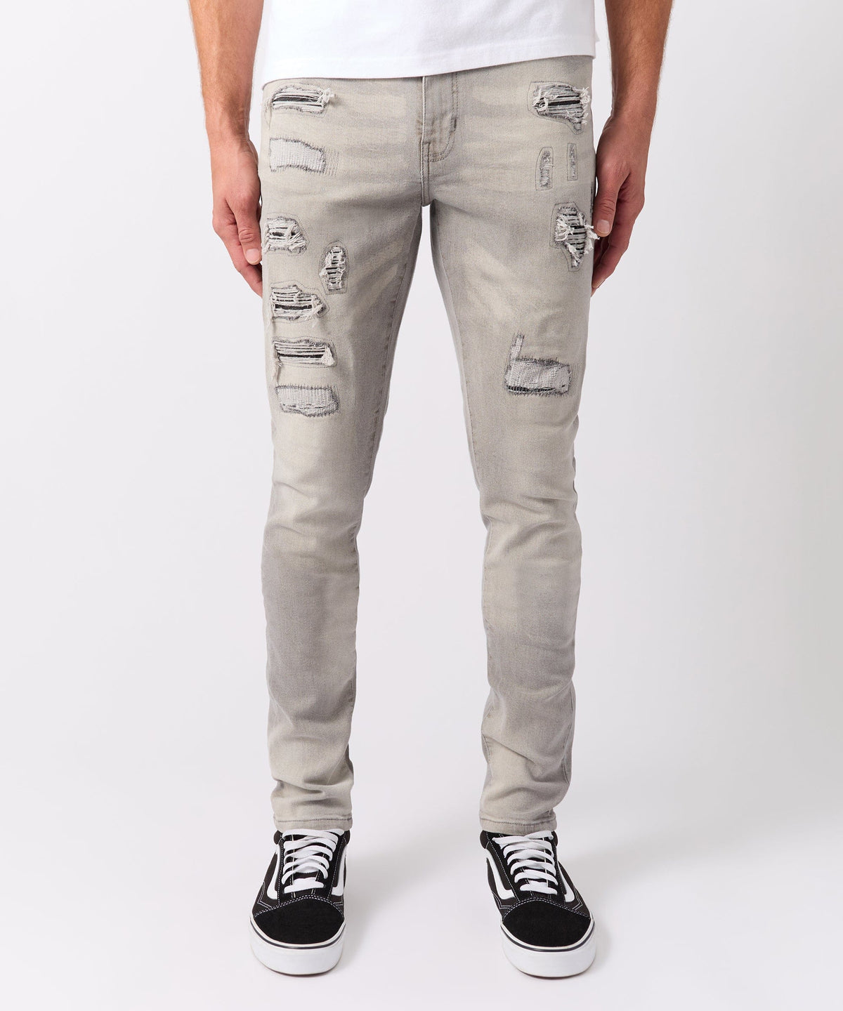 Rip And Repair Denim Jeans - Grey