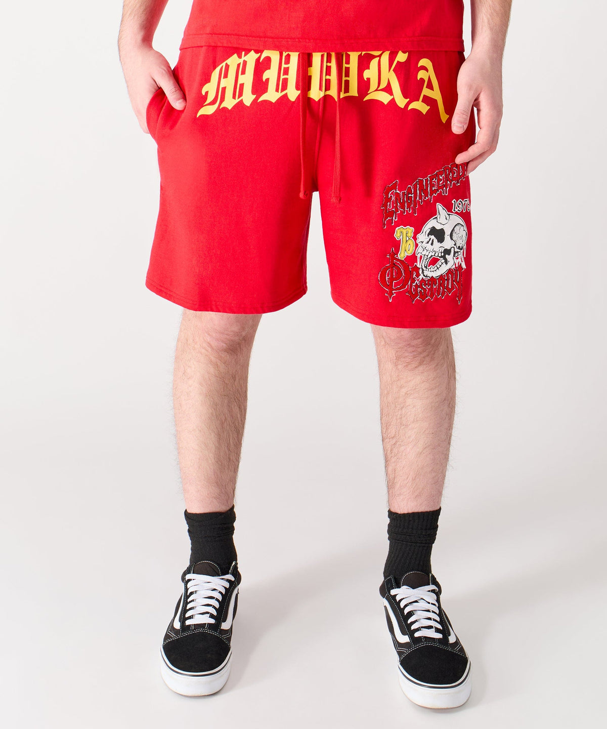 Mishka Old English Fleece Shorts - Red