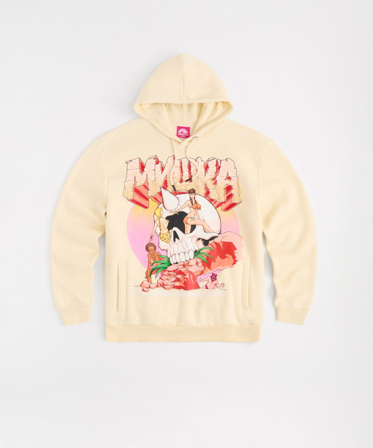 Mishka Graphic Print Embroidered Hoodie - Khaki