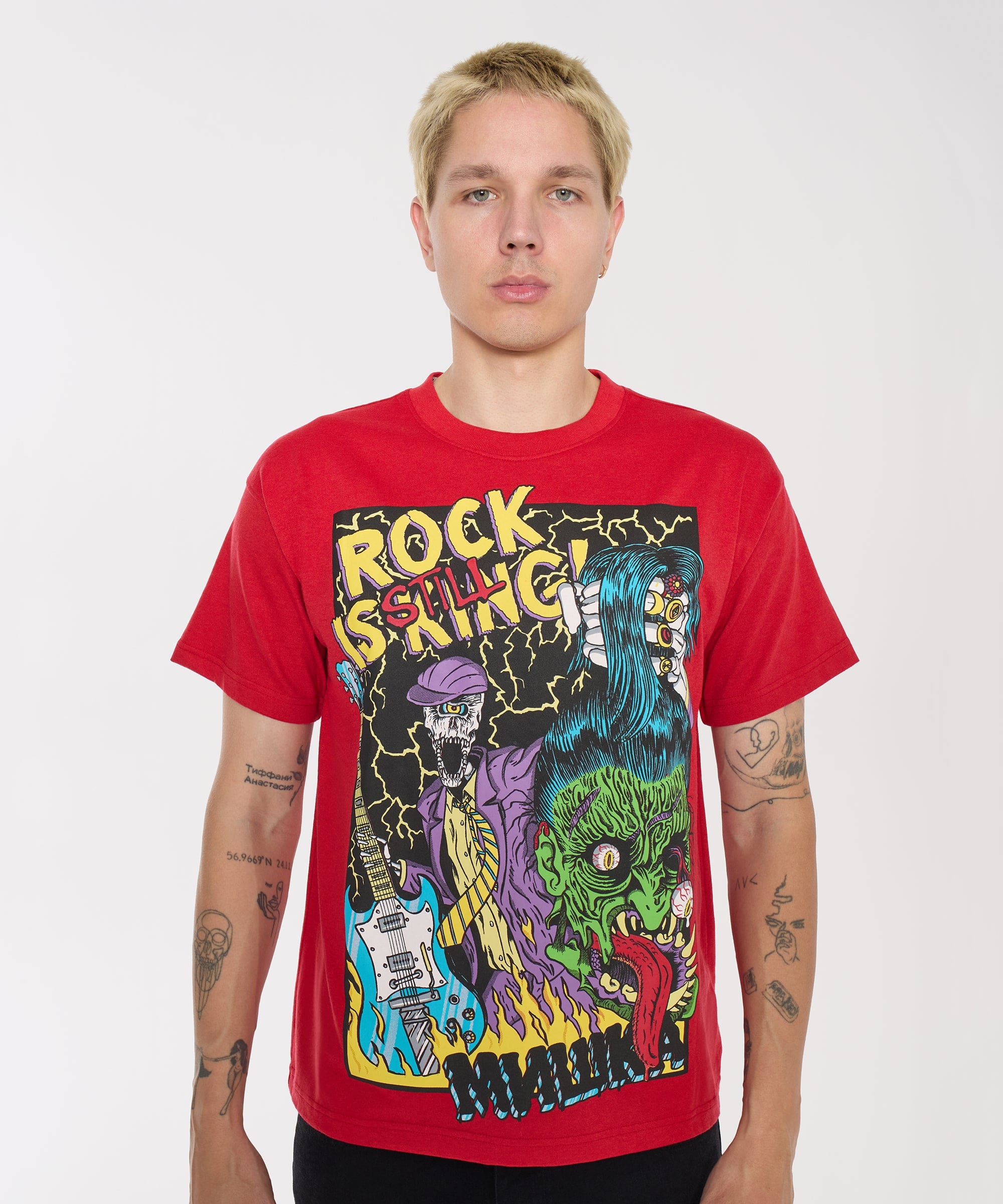 Mishka Still King Embroidered Short Sleeve Tee - Red