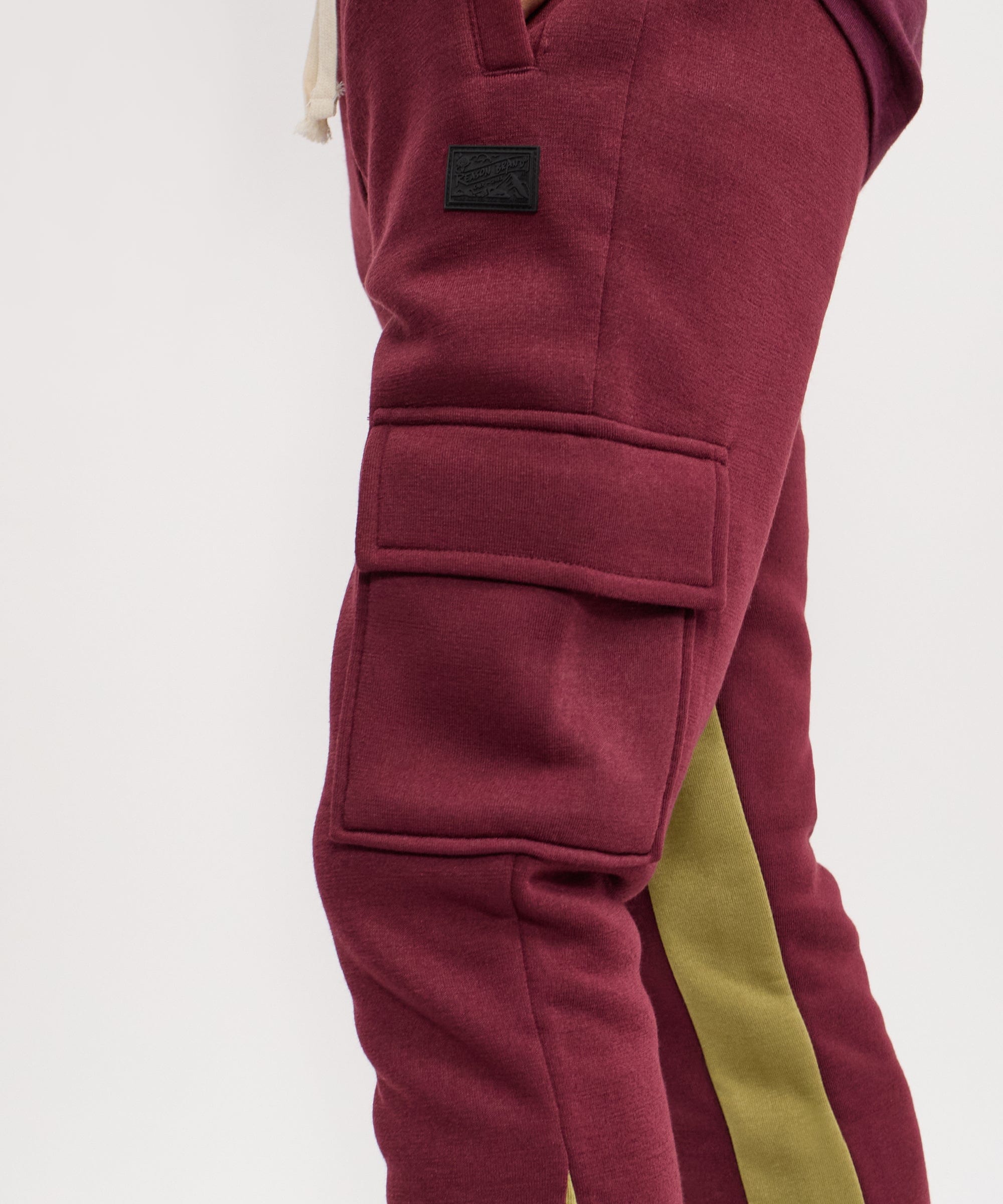 Flare Stacked Fleece Sweatpants - Burgundy