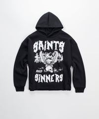 Saint And Sinners Raw Hem Hoodie - Black