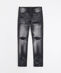 Rip and Repair Washed Denim Jeans - Black
