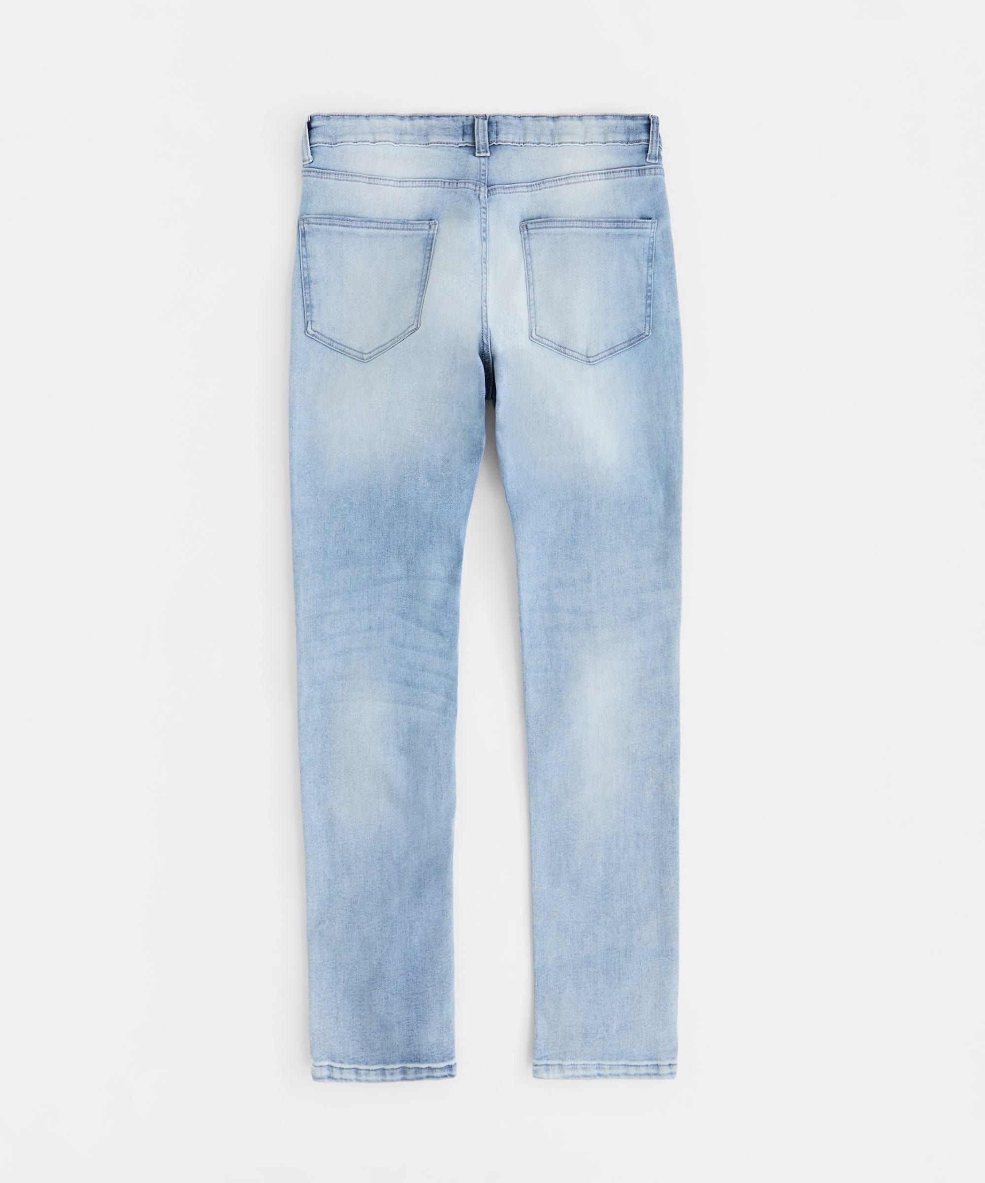 Ripped And Repaired Washed Denim Jeans - Light Blue