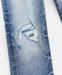 Men's Skinny Rip And Repair Denim Pants - Medium Blue
