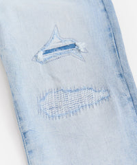 Men's Skinny Rip And Repair Denim Pants - Light Blue