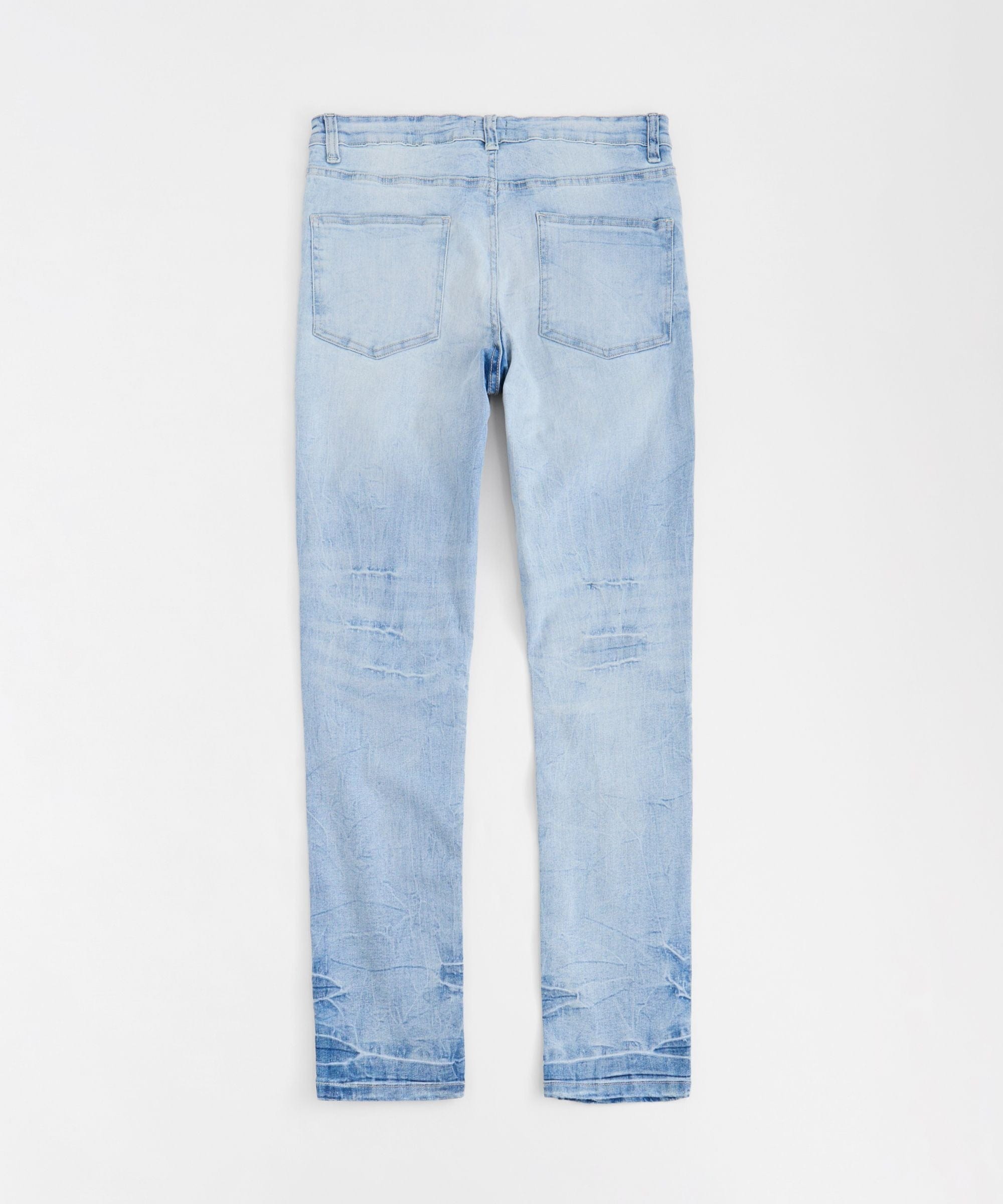 Men's Skinny Rip And Repair Denim Pants - Light Blue