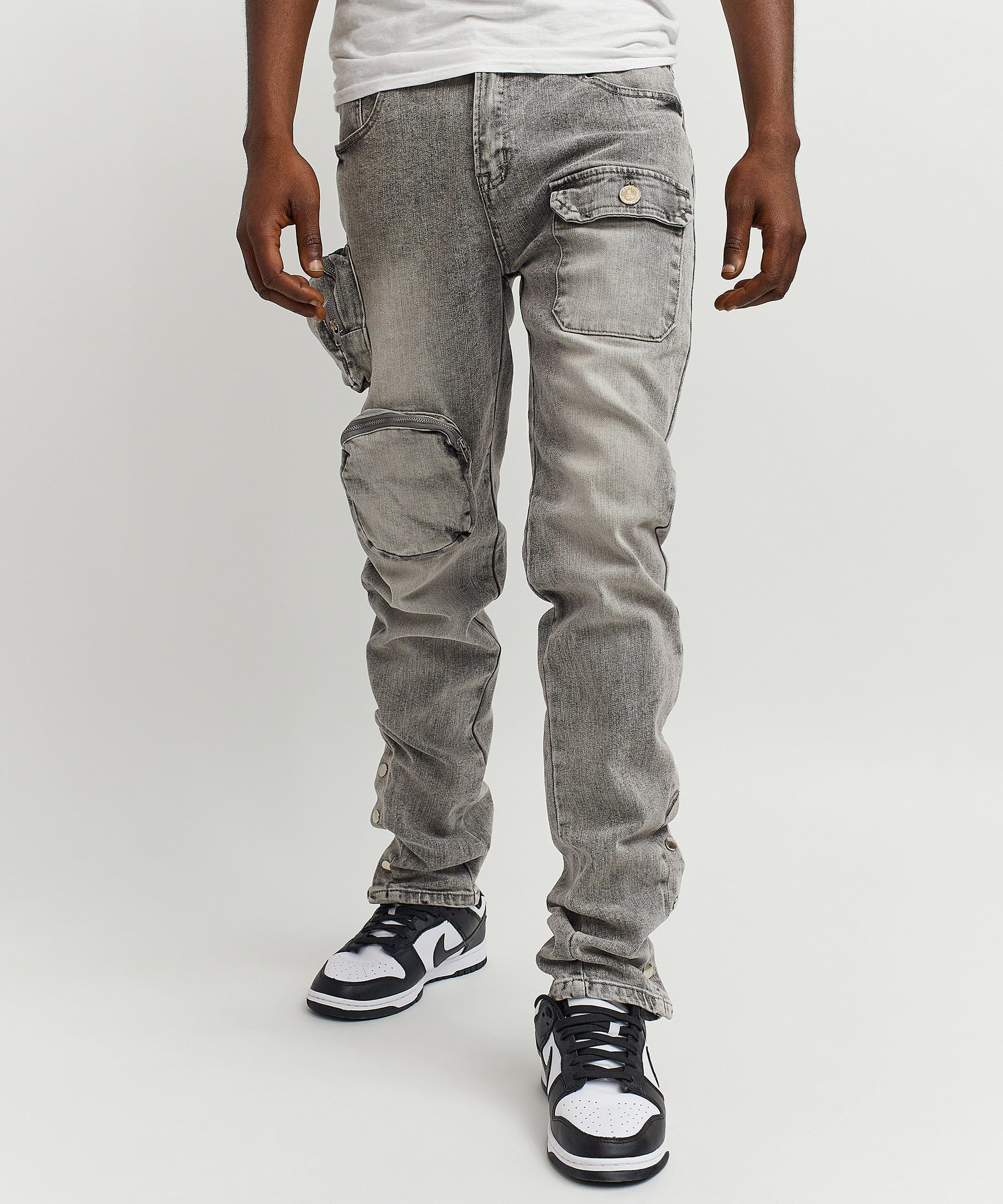 Robertson 3D Pocket Flare Denim Pant - Grey