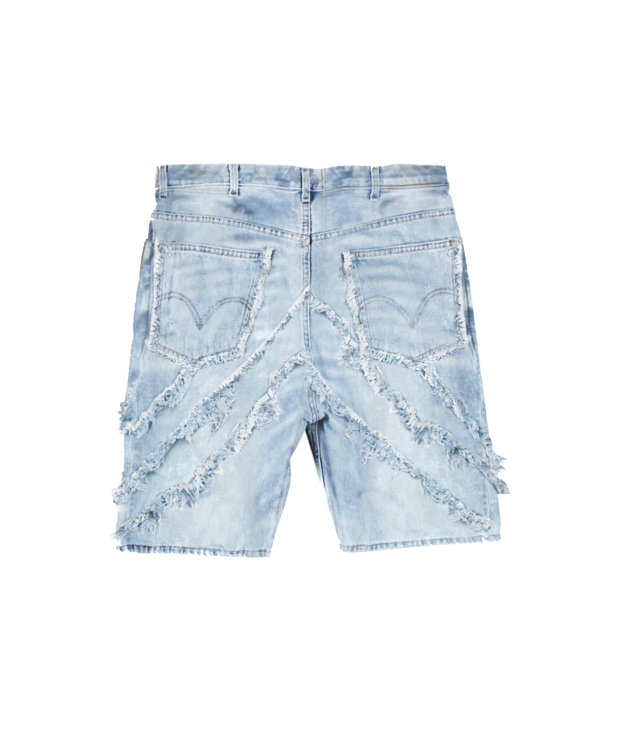 Plus Size Bandit Frayed Denim Short -Light Blue