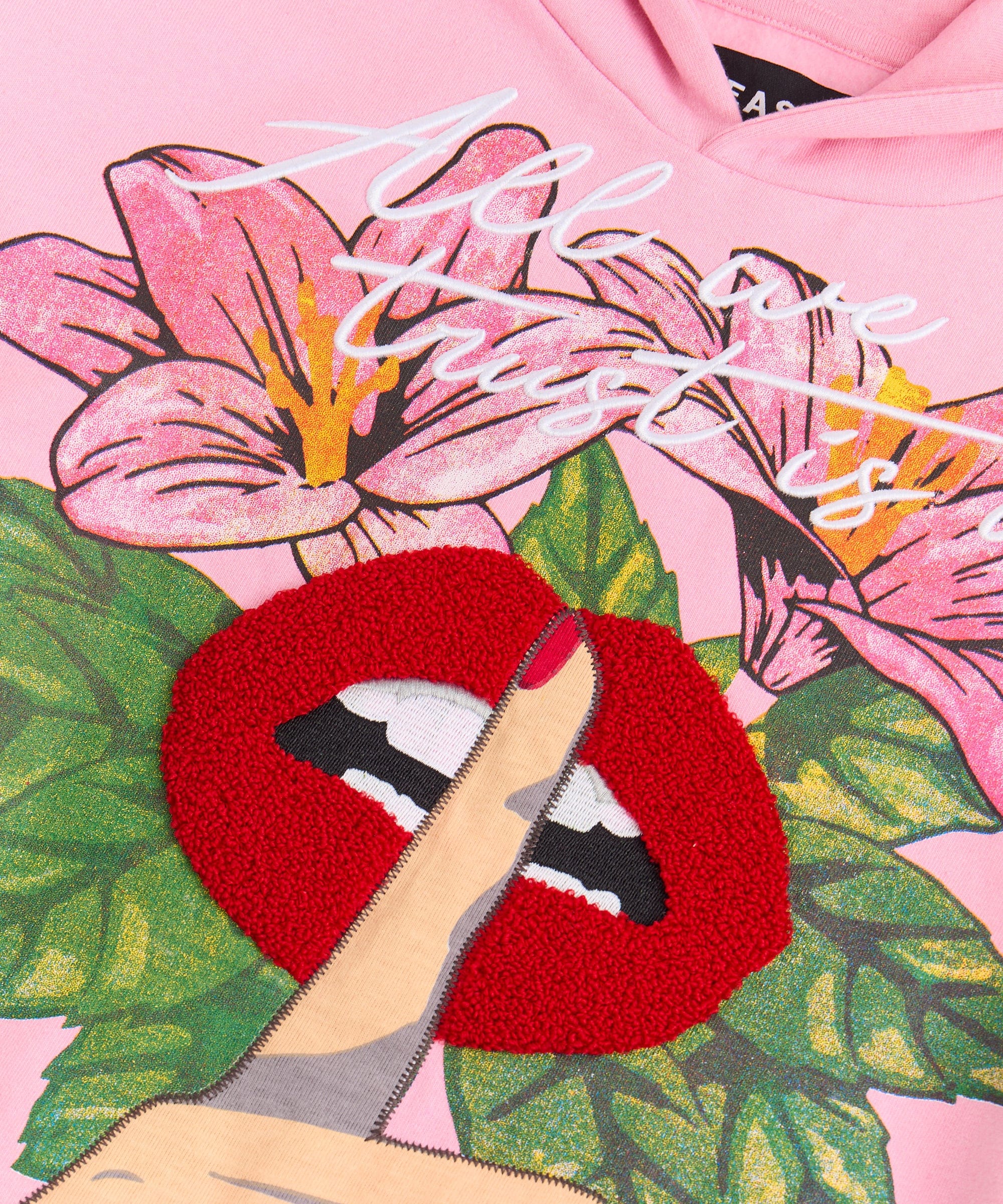 Kids All We Trust Is Us Chenille Patched Hoodie - Pink